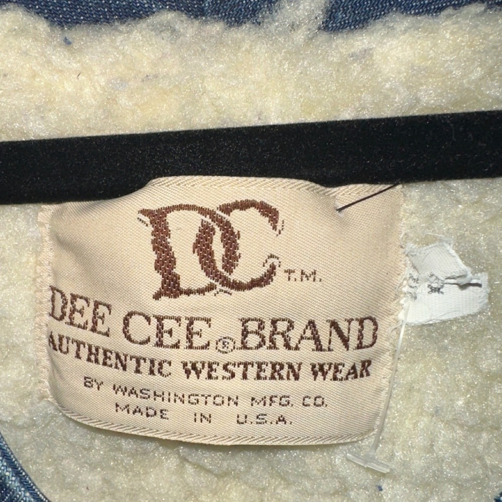 Vintage Dee Cee Sherpa Lined Denim Western Vest Mens Blue L XL Made in USA - Picture 2 of 7